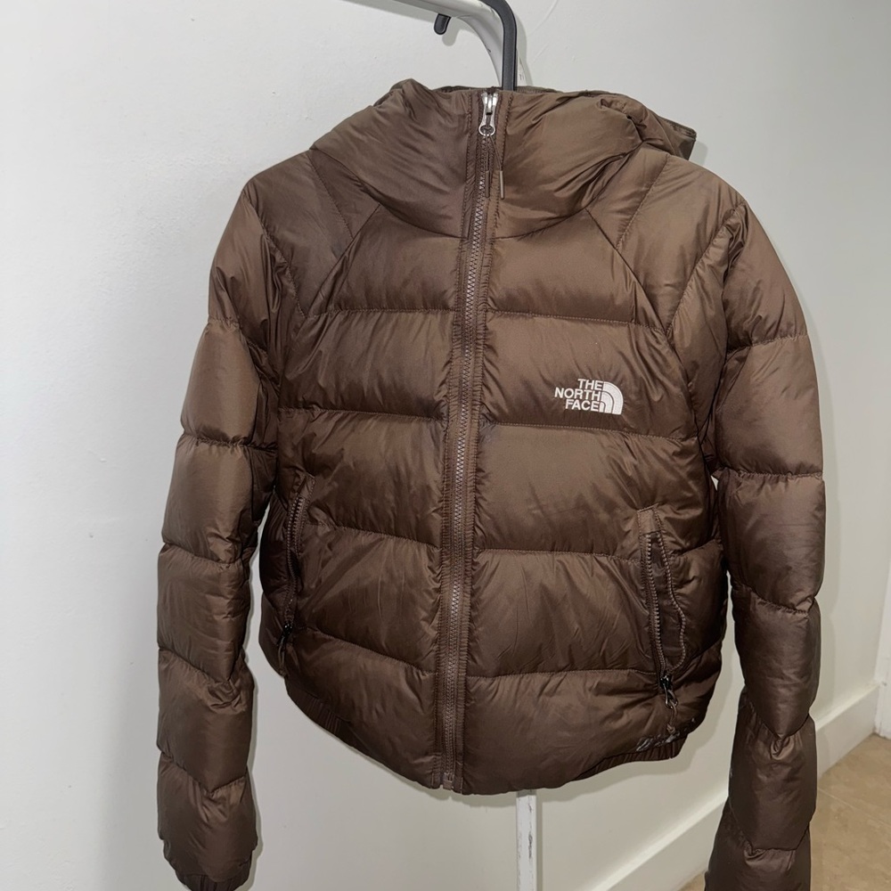 The North Face Brown Hooded Puffer Jacket (Size M)